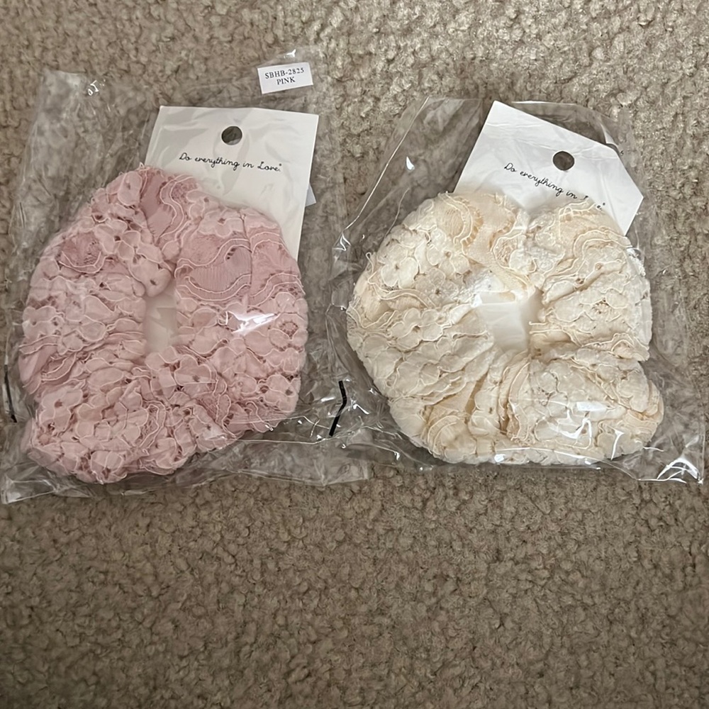 Lace hair scrunchies 2 pieces set new